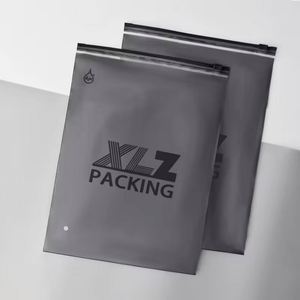 Hot Sale Frosted Black Matte PE Transparent Glossy Square Bottom Silk Screen Printed Zipper Bags Custom Logo Biodegradable - Product Image 3