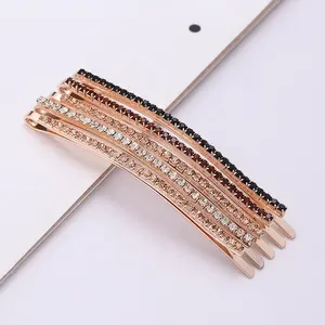 Extra large 8.5cm 3.3 Inch Long Black Clear Colorful Crystal Diamond Hair Slide Bobby Pin Rhinestone Hairpin For Women Girls