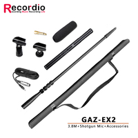 GAZ-EX1 3.2M/3.8M Perche d'extension de microphone en carbone pour interviews et enregistrements, avec système de rétraction pour équipe de tournage