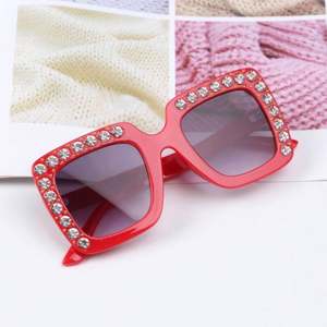Lunettes de soleil carrées pour enfants, mode 2021, luxe, mignonnes, grande monture, strass, UV400, pour filles - Product Image 4