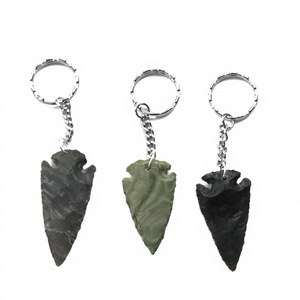 Porte-clés en forme de pointe de flèche naturelle 2026, en agate gravée, pour la guérison - Product Image 1
