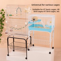 Support mobile en métal pour cage à oiseaux, étagère de rangement universelle pour cage à hamster, plateau carré, cadre de cage à perroquet, unité d'étagérage à roulettes