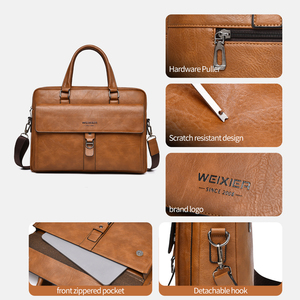 WEIXIER - Bolsos <span class=keywords><strong>de</strong></span> Mano Personalizados con Logotipo para Hombres <span class=keywords><strong>Abogados</strong></span>, Bolsa <span class=keywords><strong>de</strong></span> Mensajero <span class=keywords><strong>de</strong></span> un Solo Hombro, Maletín <span class=keywords><strong>de</strong></span> Cuero PU, Bolsa para Portátil <span class=keywords><strong>de</strong></span> Negocios para Hombres - Product Image 2