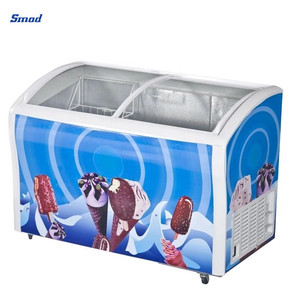 Smad 208l 248l Curved Glass Sliding Door Display Chest <b>Freezer</b> Showcase Ddh-246xu(y) Curved Glass Door Chest <b>Freezer</b> - Product Image 3
