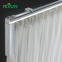 Sistema de riel de cortina motorizado IKSUN Motor eléctrico de CC Smart Tuya Homekit APP Control Cenefa Riel de cortina con luz LED