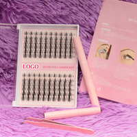 Kit d'extension de cils en segments de cils individuels en velours, 8-16 mm, cils naturels en grappes