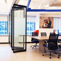 Porte murale en verre trempé transparent, partition pliable et pliable, avec accessoires quincaillerie en aluminium, nouveau design moderne personnalisé,