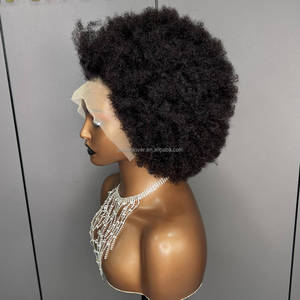 Peluca de Cabello Humano Afro Rizado Corto y Barato 13*4, Peluca de Encaje con Corte Pixie Bob, Cabello Humano para Mujeres Negras, Peluca de Cabello Brasileño Wigirl <span class=keywords><strong>Dee</strong></span> - Product Image 5