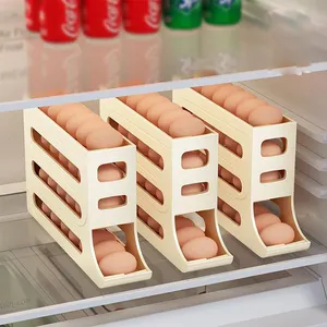 Refrigerator Automatic Rolling Egg Holder Egg Storage Container Fridge Eggs Organizer