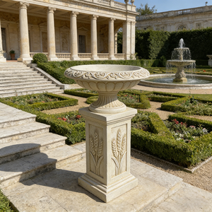 Set di Vasi e Piattaforme Decorative in Resina Artigianale con Motivi di <span class=keywords><strong>Grano</strong></span> Giallo Chiaro e Erba Arricciata, Decorazione per la Casa - Product Image 3