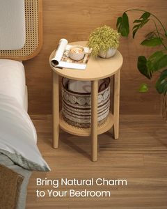 <span class=keywords><strong>Table</strong></span> <span class=keywords><strong>de</strong></span> <span class=keywords><strong>chevet</strong></span> à 2 niveaux aspect rotin pour chambre et appartement, design éco-responsable, style bohème - Product Image 4
