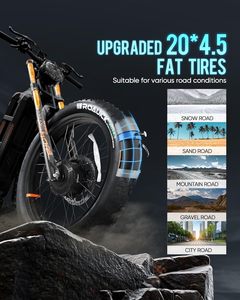 Vélo électrique de haute qualité, vitesse rapide de 25 km/h, double moteur, vélo électrique tout-terrain, vélo à suspension intégrale, vélo électrique - Product Image 3