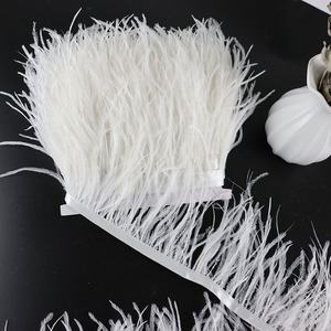 Adorno y flecos <span class=keywords><strong>de</strong></span> plumas <span class=keywords><strong>de</strong></span> <span class=keywords><strong>avestruz</strong></span>, cinta blanca <span class=keywords><strong>de</strong></span> 10-13 cm para traje <span class=keywords><strong>de</strong></span> Carnaval y novia - Product Image 2