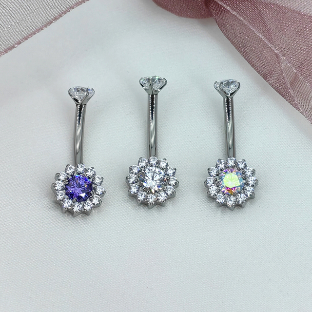 Calendo ASTM F136 Titanium Internally Threaded Belly Ring Elegant Engagement Body Piercing Jewelry