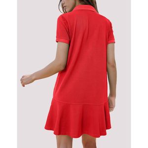 Vestido Polo FOXA para Mujer, Manga Corta, Dobladillo con Volantes, Piqué Rojo, Talla XS, Ropa Deportiva para Golf y Tenis de Verano - Product Image 5