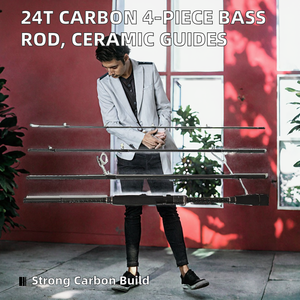 Canna da Pesca per Bass in Carbonio 24T in 4 Pezzi con Guide in Ceramica, Impugnatura in EVA, Azione Lenta, Porta Mulinello Fuji, Custodia Semi-Rigida - Product Image 3