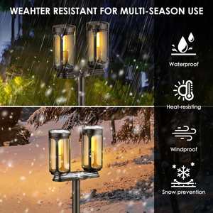Pathway Landscape Solar Flame Garden <b>Lamp</b> 12 Warm White LEDs IP65 Waterproof Stainless Steel High Brightness Outdoor Light Light - Product Image 2
