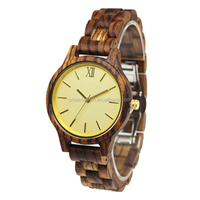 Set perhiasan wanita jam tangan dial merah jam tangan berlian Anting Set hadiah jam tangan kayu kustom kuarsa mewah