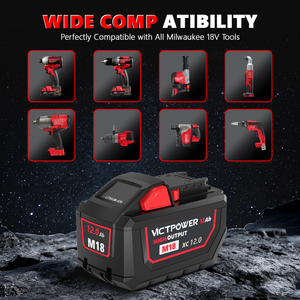 Batterie Li-ion VICTPOWER 18V 12.0Ah de remplacement pour outils électriques sans fil Milwaukee M18, compatible avec plus de 200 outils, OEM ODM - Product Image 6