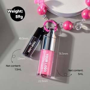 Kit d'huile à lèvres hydratante effet miroir changeant de couleur 5ml & 1.5ml, <span class=keywords><strong>gloss</strong></span> teinté portable avec bracelet porte-clés nœud perlé - Product Image 2