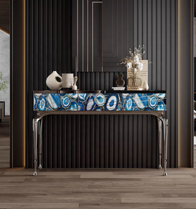 Mesa <span class=keywords><strong>de</strong></span> consola moderna <span class=keywords><strong>de</strong></span> acero inoxidable y oro del fabricante chino, diseño <span class=keywords><strong>de</strong></span> lujo minimalista con tapa <span class=keywords><strong>de</strong></span> mármol - Product Image 3