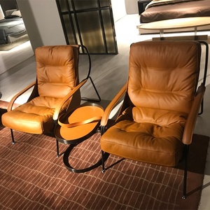 Ghế Tách Cà Phê Thiết Kế Sang Trọng Châu Âu Ghế Thư Giãn Bằng Da Nhân Tạo Giải Trí Màu Cam Bán Sỉ - Product Image 4