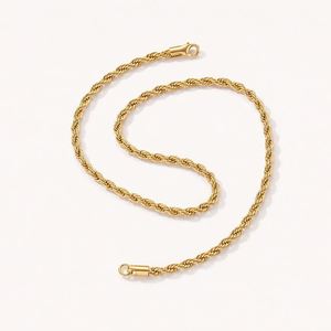 Wholesale Jewelry 3mm 4mm 6mm 18K Gold Plated Stainless Steel Twisted <b>Rope</b> Wedding Gift Necklace Men's <b>Chains</b> - Product Image 3