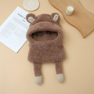 2025 nouveau chapeau en tricot coupe-vent chaud pour femmes automne et hiver mode avec écharpe ours en peluche et masque facial <span class=keywords><strong>bonnet</strong></span> de cyclisme en plein air - Product Image 3