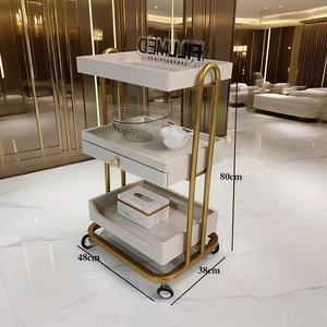 Carrito de Salón de Belleza de Acero Inoxidable de Lujo, Organizador de Almacenamiento de 3 Niveles con Cajón, Marco Dorado, para Clínica de Belleza, Spa, Estudio - Product Image 2
