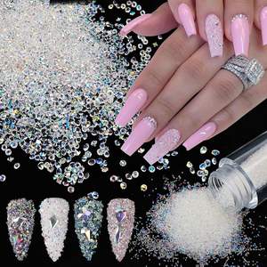 Nueva llegada fácil de aplicar decoraciones de diamantes de imitación para uñas claro Mini 0,1mm cristales de duendecillo de uñas para arte de uñas - Product Image 1