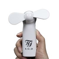 Ventilateur électronique portable en plastique avec logo personnalisé, texte LED, idéal pour les événements estivaux, mariages, cadeaux, souvenirs, batterie rechargeable, style rétro