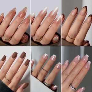 BTArtbox – Lot de faux ongles de style français, courts, carrés, en gel souple, faits à la main, design 3D, en gros, à presser, en gel - Product Image 3