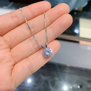 <span class=keywords><strong>Collana</strong></span> con Pendente <span class=keywords><strong>Solitario</strong></span> Rotondo in Moissanite da 1 carato DEF VVS1 in Argento S925, Gioielli all'Ingrosso con Diamanti, Regalo per Donna - Product Image 3