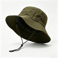 Chapeau Bob Extérieur à Large Bord Vert Olive Séchage Rapide Léger Protection Solaire Sangle Mentonnière Réglable Logo ACE Personnalisé Camping