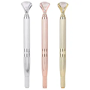 Prachtige Diamanten Handvat Pmu Cross Tip Handmatige Gereedschaphouder Tattoo Pen Niet-Wegwerp Metalen Wenkbrauw Schaduw Voor Permanente Make-Up