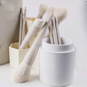 YRX 10 pinceaux de maquillage personnalisés avec logo, couleur café, grand pinceau plat pour fond de teint et anticernes, ensemble de pinceaux de maquillage avec pochette - Product Image 2