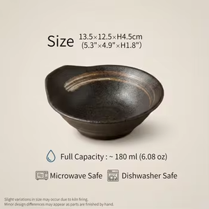 Artistic Kasure Texture Japandi Style Multi-Purpose Reusable Black Ceramic <b>Snack</b> <b>Bowls</b> for Hot Pot Yamaki Kiln Japan Business - Product Image 2