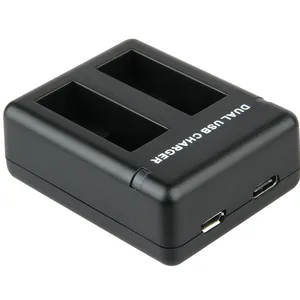 Schnelle Lade Dual Batterie Ladegerät mit Micro USB Kabel für GoPro HERO 9 Schwarz