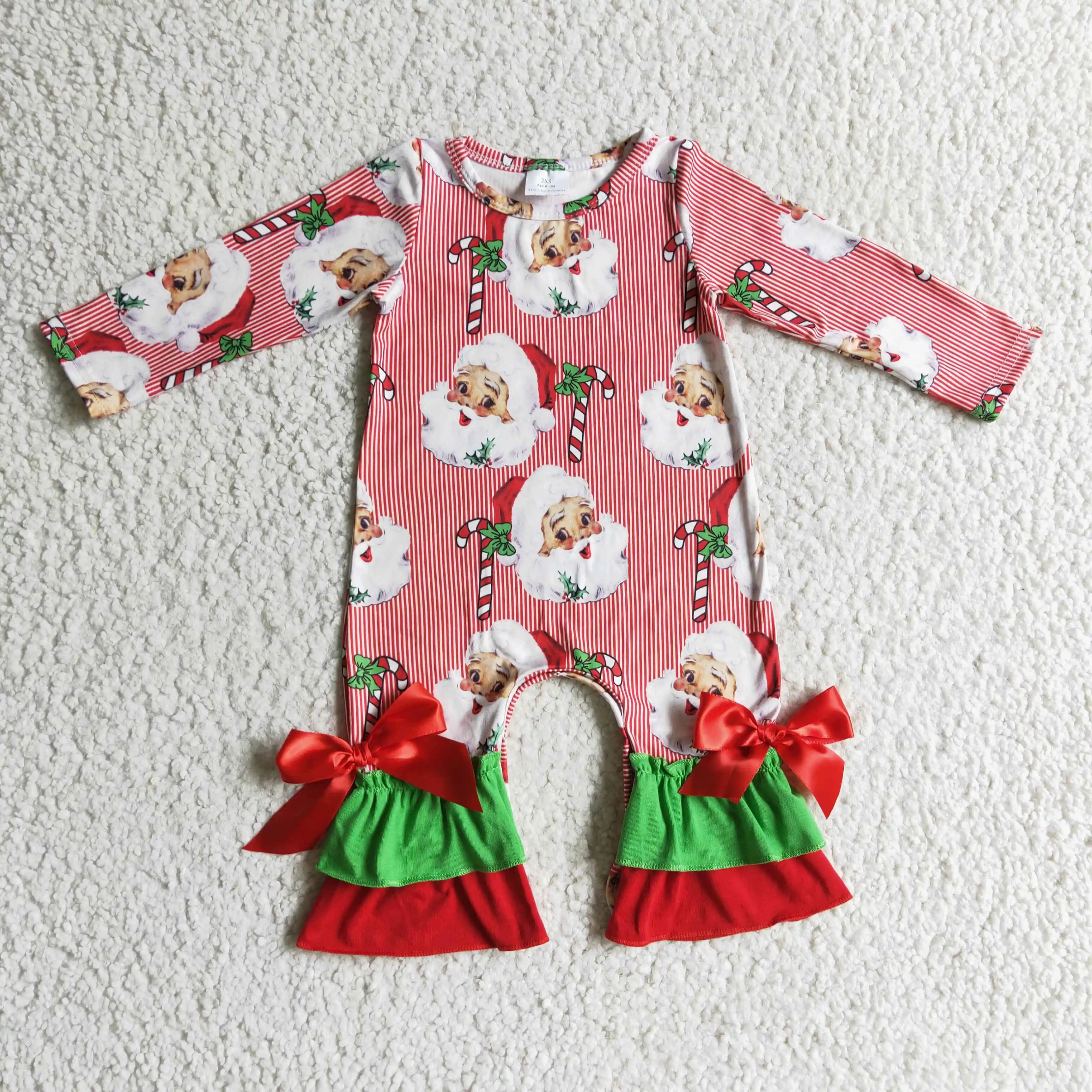 Christmas santa baby long sleeve romper toddlers clothes set boutique wholesale kids clothing trending products 2022 new arrival