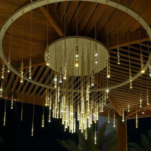 <span class=keywords><strong>Suspension</strong></span> moderne en métal <span class=keywords><strong>doré</strong></span> long lustre éclairage météore douche lustre pour la maison hôtel restaurant bar <span class=keywords><strong>salon</strong></span> - Product Image 1