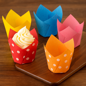 Maisbakery dùng một lần Đen <span class=keywords><strong>Polka</strong></span> <span class=keywords><strong>Dots</strong></span> giấy Tulip <span class=keywords><strong>Muffin</strong></span> Lót mỡ bằng chứng cupcake trường hợp cho món tráng miệng bánh sử dụng - Product Image 4