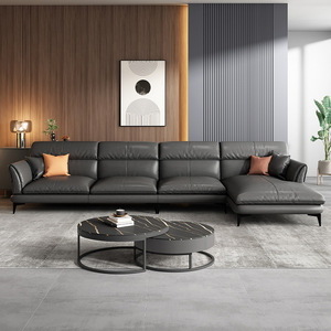 Ghế sofa góc da hiện đại ATUNUS, phòng khách, da Ý cao cấp, màu đen xám, kiểu chữ <span class=keywords><strong>L</strong></span> - Product Image 4