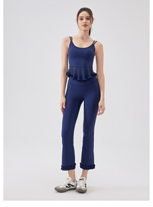 En gros, Débardeurs courts de yoga et Soutiens-gorge de sport pour femmes, à double bretelle fine, en maille, avec ourlet à volants, rembourrés, à maintien léger, pour fitness, pilates et vêtements de sport - Product Image 4