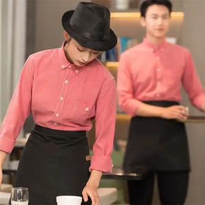 Logotipo personalizado OEM Hotel Restaurante Catering Cocina Café <span class=keywords><strong>Bar</strong></span> Personal Uniforme Oxford Algodón Poliéster Camarero Camarera Camisa - Product Image 2