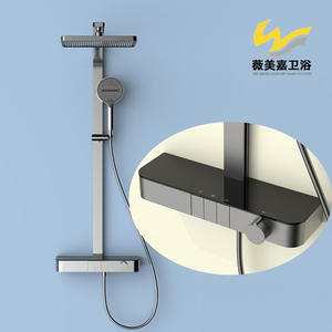 Vimijia Douche de luxe murale réglable eau chaude et froide, grande barre de douche carrée avec pulvérisation supérieure, accessoires de salle de bain - Product Image 3