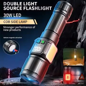 Torcia tattica a lungo raggio, torcia a LED ad alta potenza, potente lanterna laterale COB, lampada da campeggio ricaricabile tramite USB, impermeabile - Product Image 2