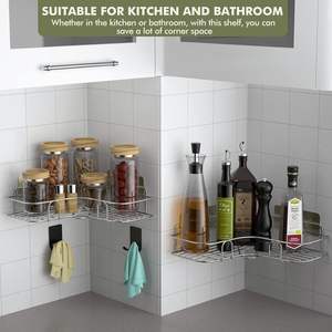 Estante de esquina de ducha montado en la pared de acero inoxidable de alta calidad moderno conjunto de accesorios de almacenamiento de baño estante de baño - Product Image 4