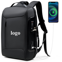Sac à dos de voyage antivol pour homme avec logo personnalisé, résistant à l'eau, pour ordinateur portable 15 pouces, grande capacité, idéal pour les affaires et les trajets quotidiens