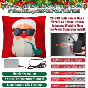 Customize Graphene Heated Lumbar Support Pillow <b>USB</b> <b>Heating</b> 5 Heat Settings Anti-Dust Mite Removable Washable Christmas Pillow - Product Image 3