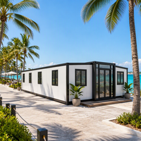 Maisons conteneurs en acier à toit plat, pliables et au design moderne, adaptées à l'utilisation dans les immeubles de bureaux, appartements, hôtels, villas